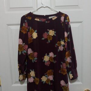 LOFT Floral Long Sleeve Dress